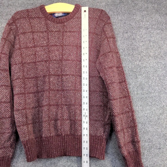 Knights Bridge Women's Pullover Knit Sweater Red Check Medium Crew Neck Vintage - Picture 10 of 12